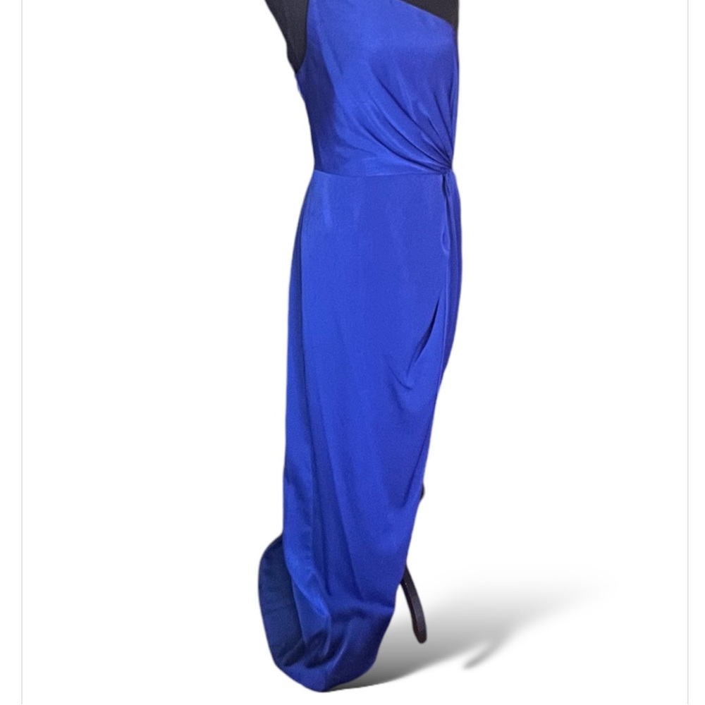 Liv Foster Asymmetrical Charmeuse Side Slit Evening Gown, Royal Blue, Sz 10, NWT - Picture 9 of 16
